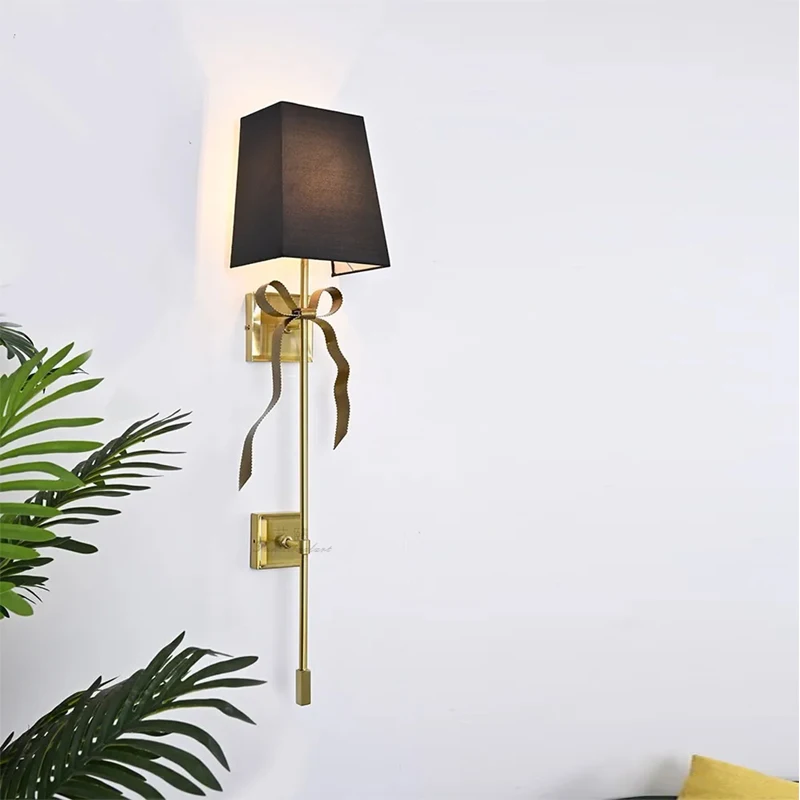 Foyer Large Wall Light for Living Room Retro Copper Ribbon Princess Bow Lamps Big Black/Biege Fabric Lampshade LED Wall Fixtures
Foyer Large Wall Light for Living Room Retro Copper Ribbon Princess Bow Lamps Big Black/Biege Fabric Lampshade LED Wall Fixtures