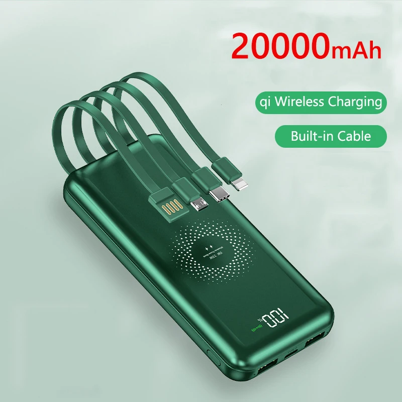 20000mah Power Bank Wireless Charging External Battery for iPhone 15 13 12 pro Samsung S23 Huawei Xiaomi Powerbank Builts Cable
20000mah Power Bank Wireless Charging External Battery for iPhone 15 13 12 pro Samsung S23 Huawei Xiaomi Powerbank Builts Cable