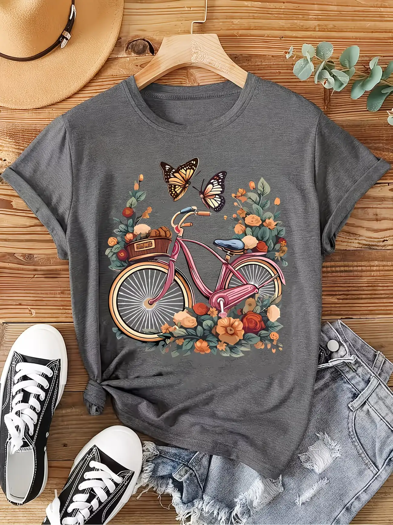 Plus Size Women's Short Sleeve T-Shirt Bicycle Flowers Butterflies Basket Nature soft and comfortable fabric summer outfits
Plus Size Women's Short Sleeve T-Shirt Bicycle Flowers Butterflies Basket Nature soft and comfortable fabric summer outfits