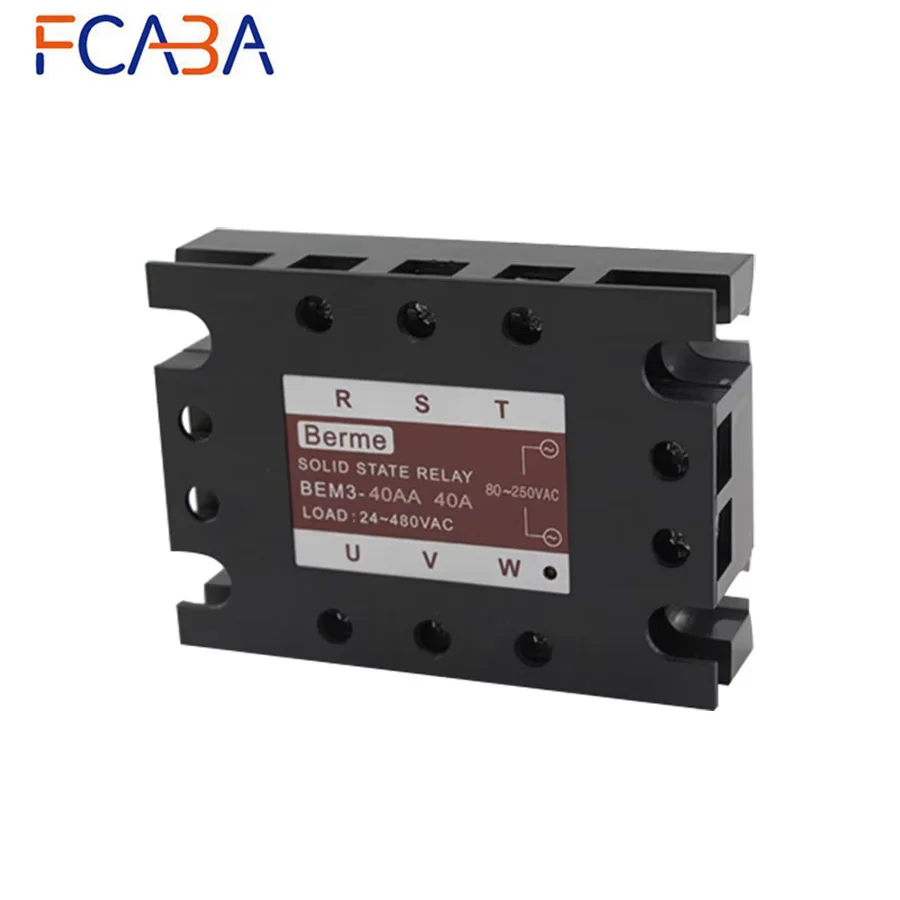 FCABA 3-phase Solid State Relay SSR AC-AC 40AA Input 80-250V AC Load 24-480V AC
FCABA 3-phase Solid State Relay SSR AC-AC 40AA Input 80-250V AC Load 24-480V AC