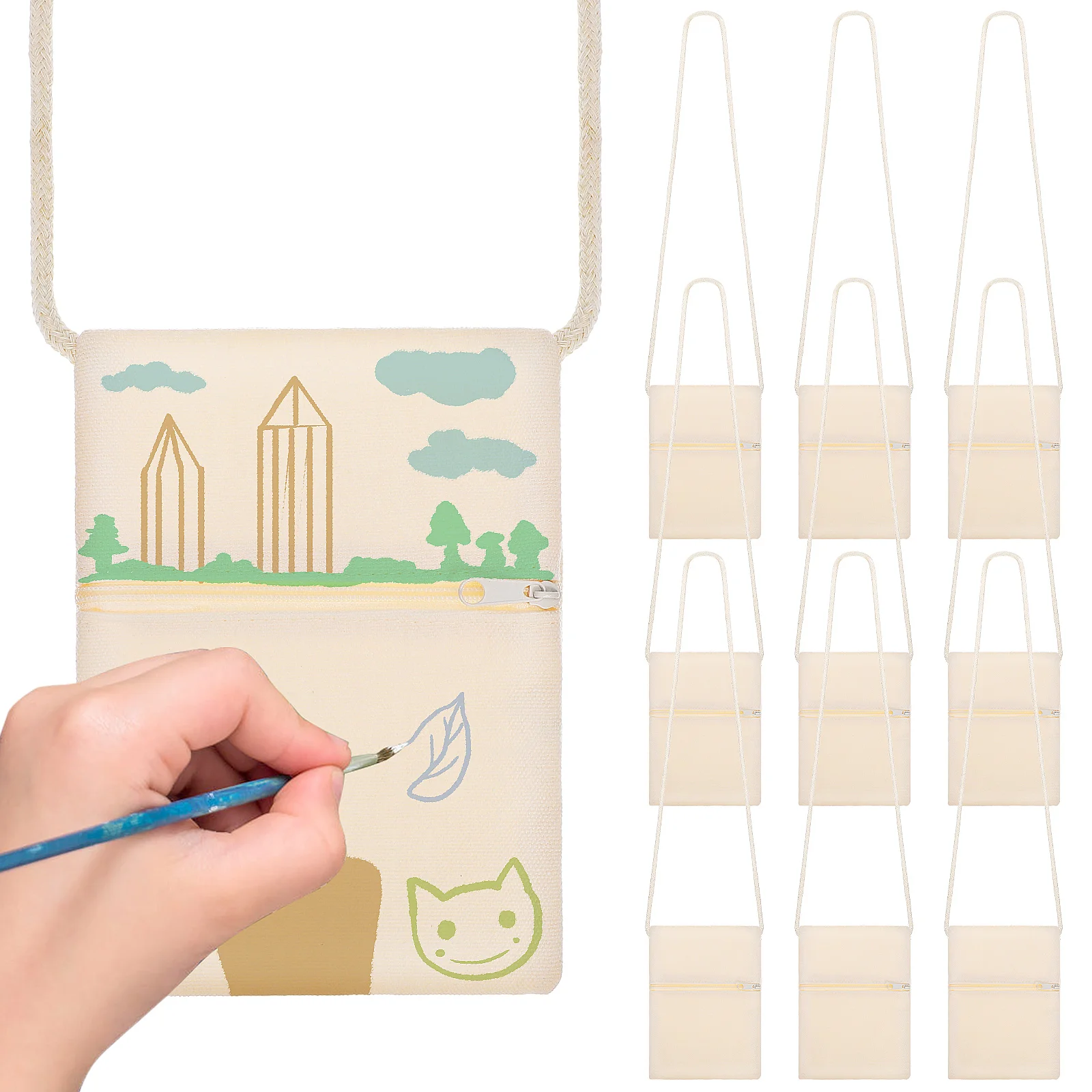 10 Pcs Plain Canvas Crossbody Bag Blank Fabric Side Shoulder Purse Phone Diy Craft Festive Supplies Lightweight Sturdy Cloth
10 Pcs Plain Canvas Crossbody Bag Blank Fabric Side Shoulder Purse Phone Diy Craft Festive Supplies Lightweight Sturdy Cloth
