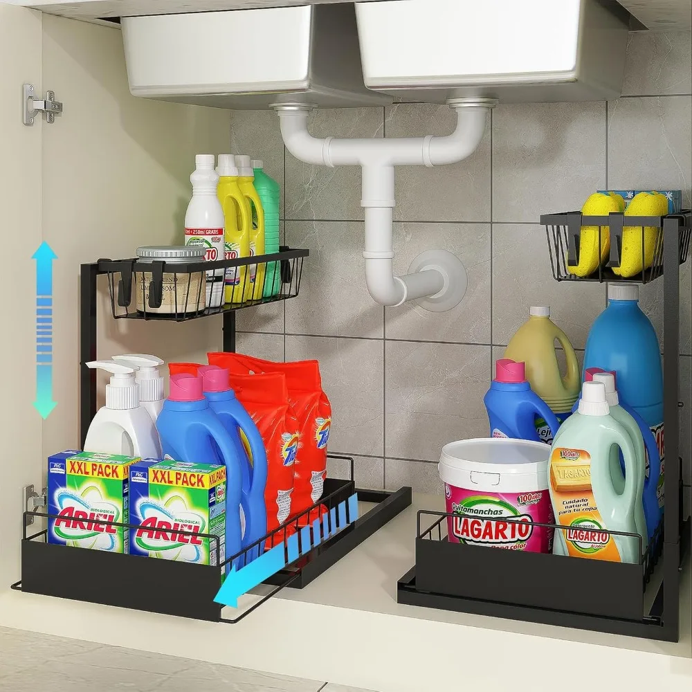 Under Sink Organizers, Kitchen Organizers and Storage 2 Pack Adjustable Height Storage with Removable Basket 2 Tier Bathroom
Under Sink Organizers, Kitchen Organizers and Storage 2 Pack Adjustable Height Storage with Removable Basket 2 Tier Bathroom
