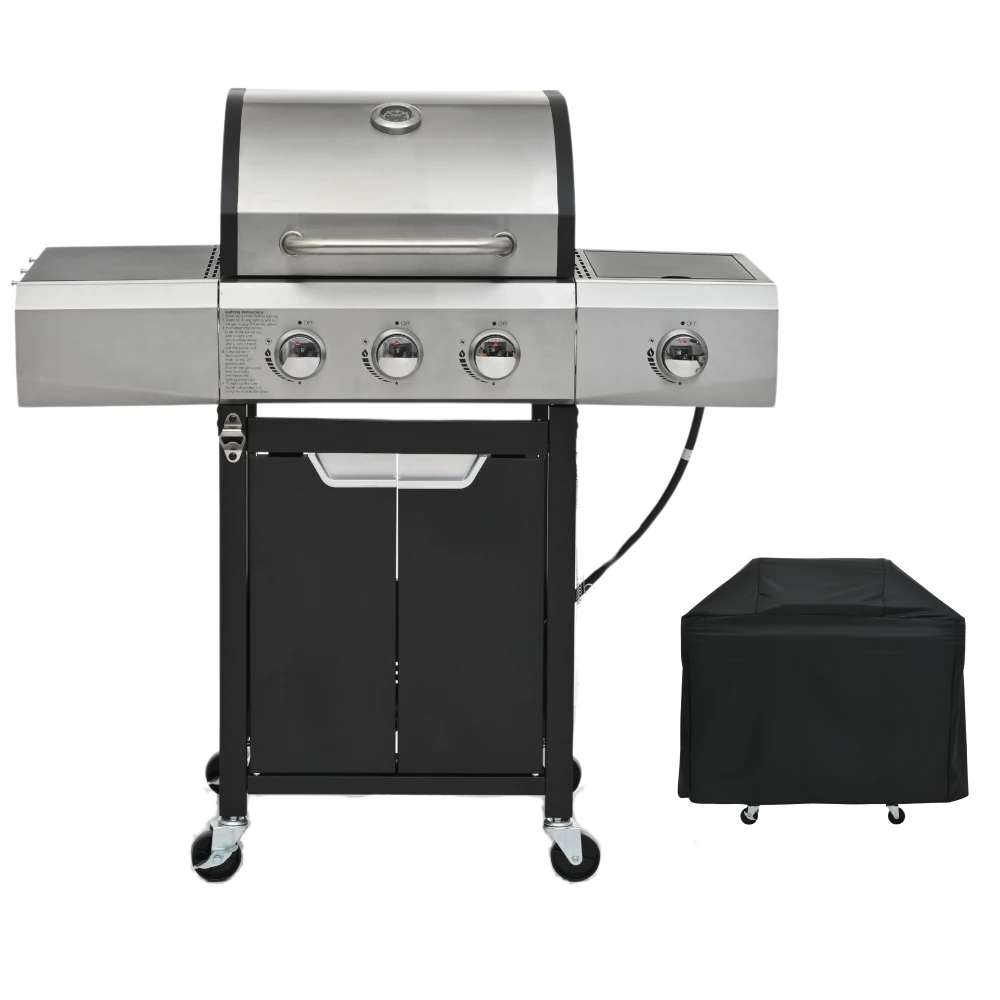 Propane Grill 3 Burner Barbecue Grill Stainless Steel Gas Grill with Side Burner and Cover for Outdoor BBQ, Camping
Propane Grill 3 Burner Barbecue Grill Stainless Steel Gas Grill with Side Burner and Cover for Outdoor BBQ, Camping