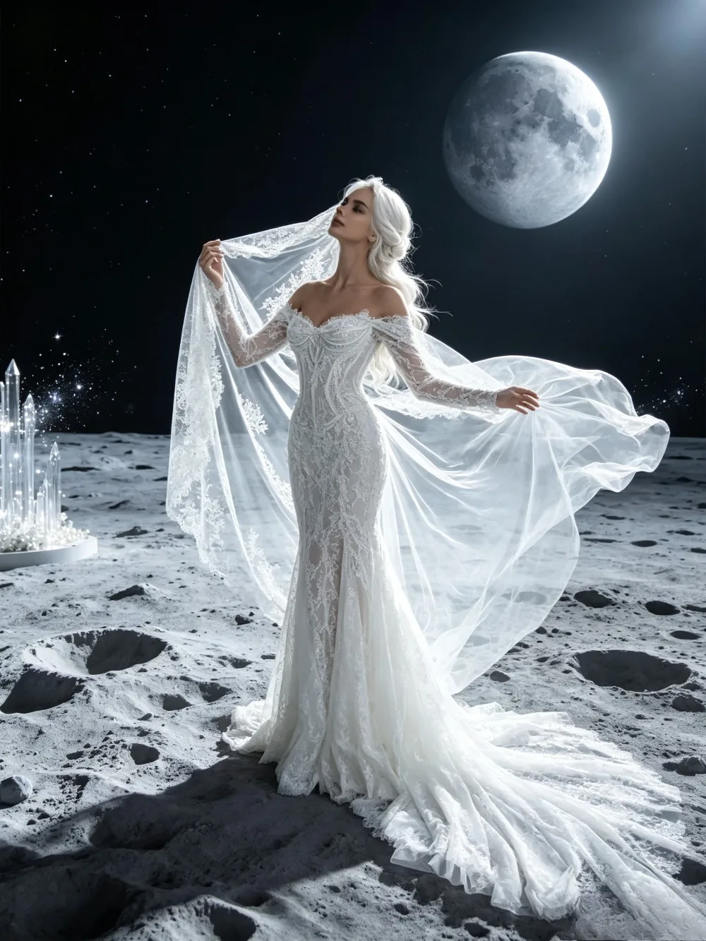 Customized Mermaid Off Shoulder Wedding Dress Long Sleeves Veil Extra Long Train Handmade Lace Appliques Floor Length Bride Gown
Customized Mermaid Off Shoulder Wedding Dress Long Sleeves Veil Extra Long Train Handmade Lace Appliques Floor Length Bride Gown