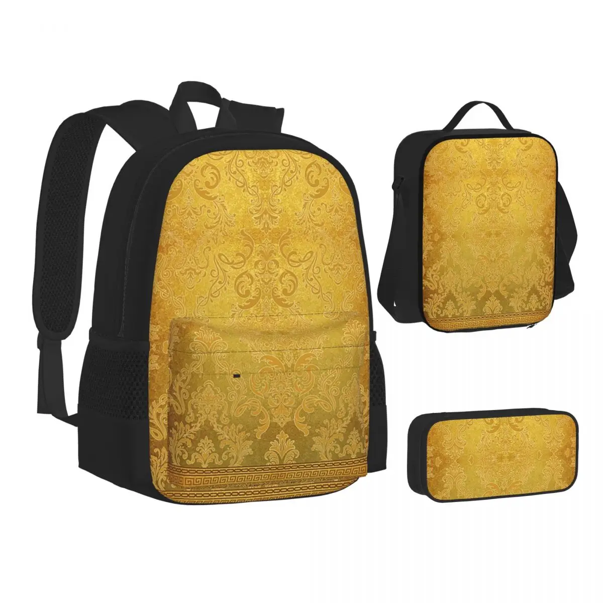Greek Key Ornate Floral Baroque Gold Backpacks Students Bookbag School Bags Kids Rucksack Lunch Bag Pen Bag Three-Piece Set
Greek Key Ornate Floral Baroque Gold Backpacks Students Bookbag School Bags Kids Rucksack Lunch Bag Pen Bag Three-Piece Set