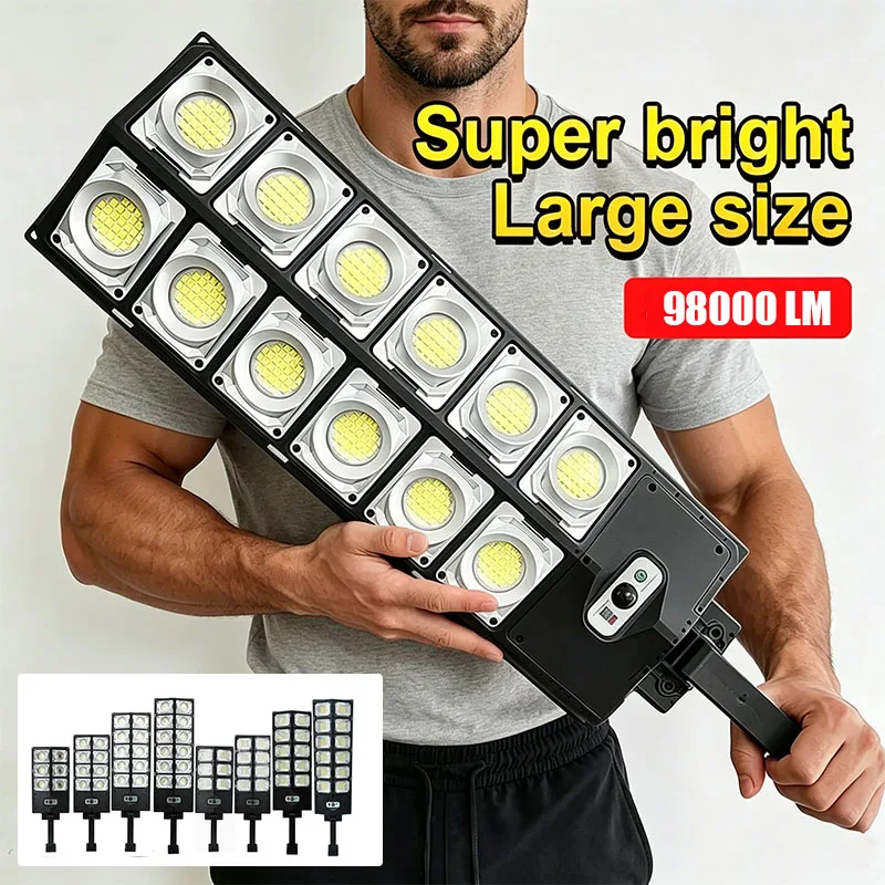 98000LM Solar Lights Outdoor Waterproof 250W LED Flood Lights Motion Sensor with Remote 3 Modes Street Lamp for Yard Garden Path
98000LM Solar Lights Outdoor Waterproof 250W LED Flood Lights Motion Sensor with Remote 3 Modes Street Lamp for Yard Garden Path