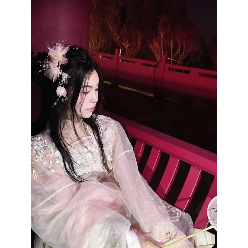 Chinese Hanfu Dress Embroidery Large Sleeve Gradient Original Party Stage Costume Show Pink Blue
Chinese Hanfu Dress Embroidery Large Sleeve Gradient Original Party Stage Costume Show Pink Blue