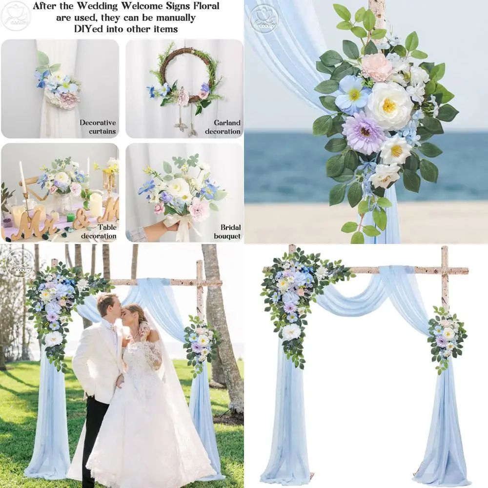 Set of 3 Artificial Lower Arch Decorations with 2pc Floral Arrangements and Sheer Drape in Sky Blue
Set of 3 Artificial Lower Arch Decorations with 2pc Floral Arrangements and Sheer Drape in Sky Blue