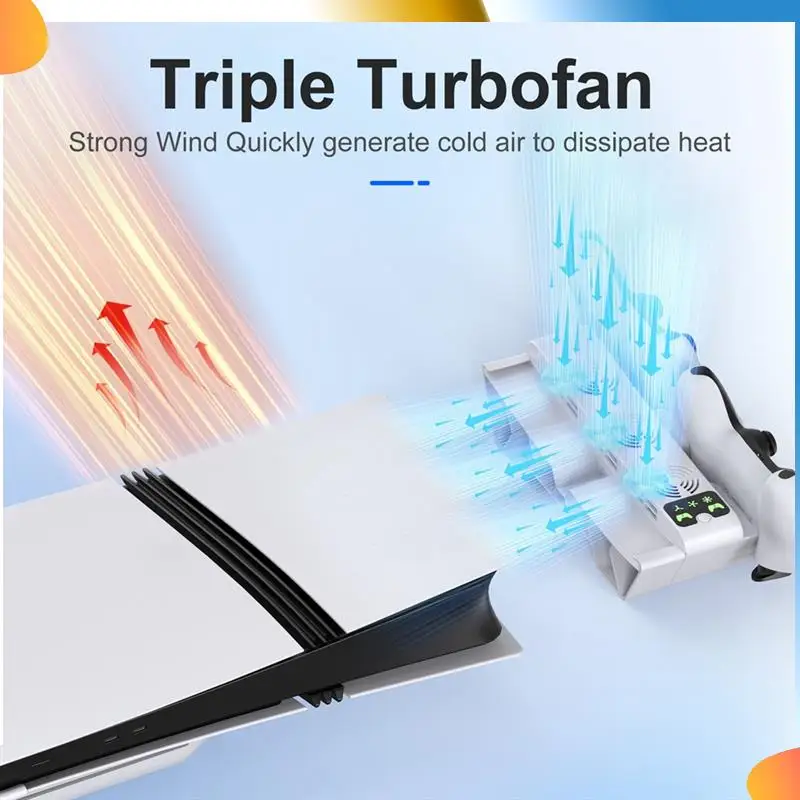B48A For PS5 Pro PS5 Slim Horizontal Stand With 3-Level Cooling Fans For Playstation 5 Game Controller Charging Station
B48A For PS5 Pro PS5 Slim Horizontal Stand With 3-Level Cooling Fans For Playstation 5 Game Controller Charging Station