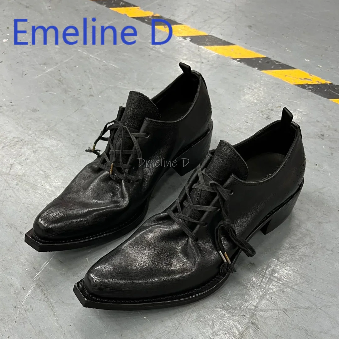 Black Soft Leather Handmade Shoes with Vintage Design Pointed Toe Thick Heel Thick Sole Upturned Toe Retro Low Top Single Shoe
Black Soft Leather Handmade Shoes with Vintage Design Pointed Toe Thick Heel Thick Sole Upturned Toe Retro Low Top Single Shoe
