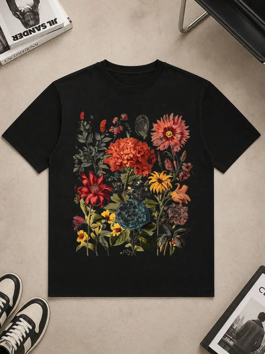 Oversized Womens Cotton Tee With Vintage Floral Botanical Print Streetwear Summer Casual Round Neck
Oversized Womens Cotton Tee With Vintage Floral Botanical Print Streetwear Summer Casual Round Neck