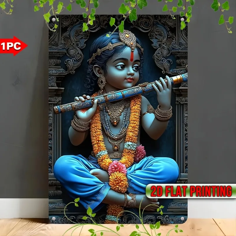 1pc Vintage Krishna Flute Playing Metal Tin Sign, 8x12 Inch Aluminum Wall Hanging Art, Multipurpose Home, Garden, Bathroom 
1pc Vintage Krishna Flute Playing Metal Tin Sign, 8x12 Inch Aluminum Wall Hanging Art, Multipurpose Home, Garden, Bathroom