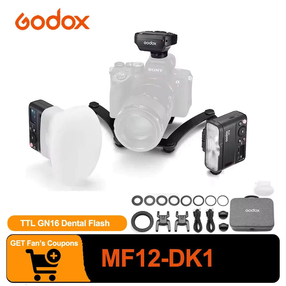 Godox MF12-DK1 TTL GN16 Dental Flash System Recycle Time 0.01-1.7S compatible with Sony A6400 A7R5 ZV-E10
Godox MF12-DK1 TTL GN16 Dental Flash System Recycle Time 0.01-1.7S compatible with Sony A6400 A7R5 ZV-E10