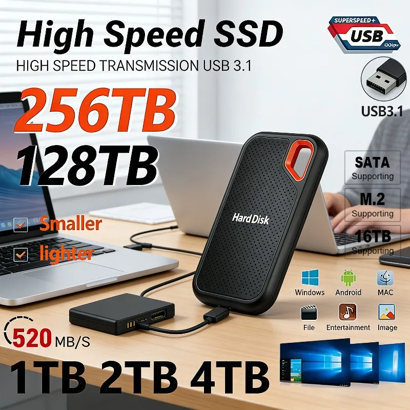 Внешний жесткий диск Lenovo SSD E60 1 ТБ, 2 ТБ, 256 ТБ, USB 3.1 для ноутбуков, PS5, мобильных устройств, HDD-накопитель
Внешний жесткий диск Lenovo SSD E60 1 ТБ, 2 ТБ, 256 ТБ, USB 3.1 для ноутбуков, PS5, мобильных устройств, HDD-накопитель