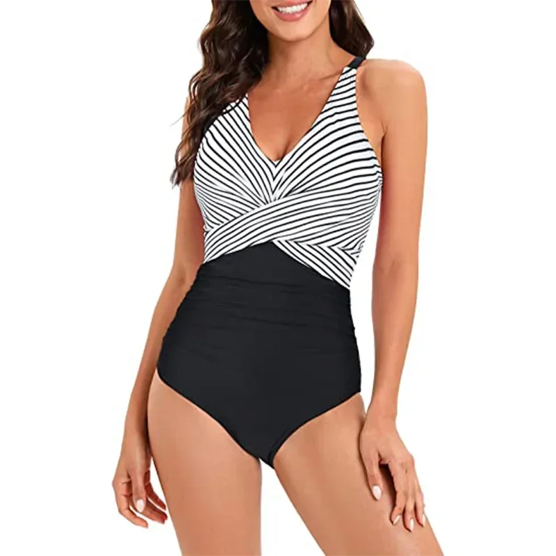 Sexy Stripe Patchwork Swimwear Women 2024 V-neck One Piece Bikini High Waist Slim Monokini Summer Suspender Backless Beachwear
Sexy Stripe Patchwork Swimwear Women 2024 V-neck One Piece Bikini High Waist Slim Monokini Summer Suspender Backless Beachwear