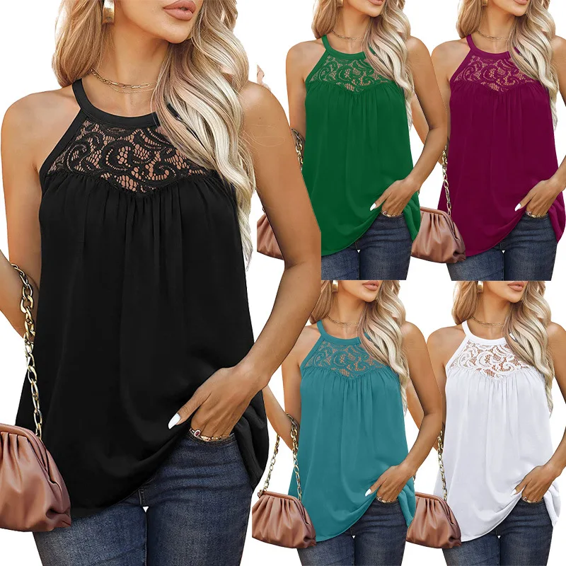 Womens Tank Tops Loose Fit Summer Lace Halter Tops Sleeveless Shirts Pleated
Womens Tank Tops Loose Fit Summer Lace Halter Tops Sleeveless Shirts Pleated