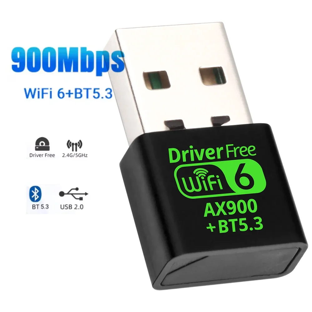 WiFi 6 AX900 Bluetooth-compatible 5.3 WiFi USB Adapter Wireless Network Card 2.4G&5GHz Wi-Fi Receive USB For PC/Laptop Win10/11
WiFi 6 AX900 Bluetooth-compatible 5.3 WiFi USB Adapter Wireless Network Card 2.4G&5GHz Wi-Fi Receive USB For PC/Laptop Win10/11