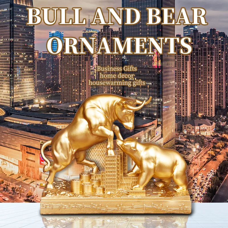 Prosperous Golden Bull Figurine Bull and Bear Battle TV Cabinet Office Decoration Opening Housewarming Gift Statues for Decora
Prosperous Golden Bull Figurine Bull and Bear Battle TV Cabinet Office Decoration Opening Housewarming Gift Statues for Decora