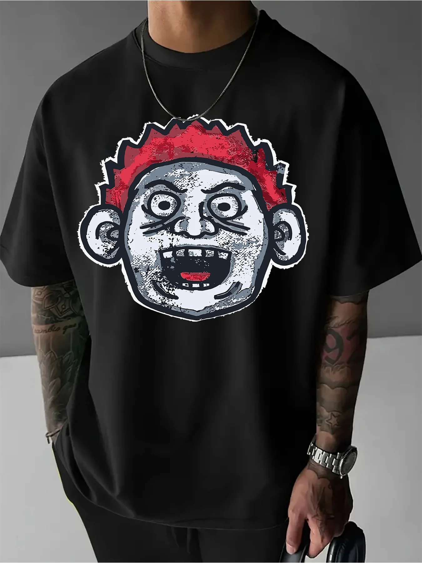 Men's Funny Face Print Short Sleeve T-Shirt, Cotton Casual Round Neck Tee, Summer Fashion Top, Regular Fit, Knit Fabric, Adult U
Men's Funny Face Print Short Sleeve T-Shirt, Cotton Casual Round Neck Tee, Summer Fashion Top, Regular Fit, Knit Fabric, Adult U
