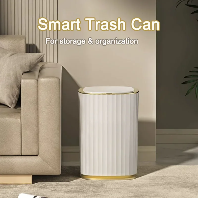 Storage Box 12/15L Sensor Trash Can Organization Fashionable Roman Striped White Gold Storage Bucket for Parlor Home Rubbish Bin
Storage Box 12/15L Sensor Trash Can Organization Fashionable Roman Striped White Gold Storage Bucket for Parlor Home Rubbish Bin