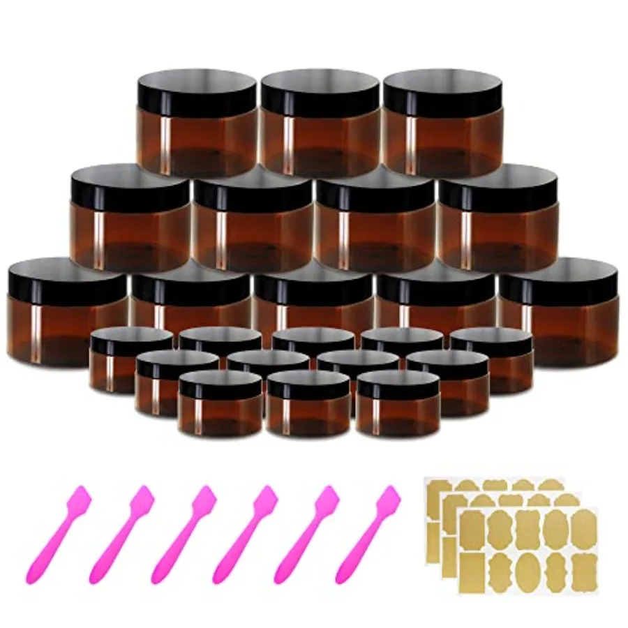 4oz Plastic Jars with Lids 4 oz Amber Plastic Containers with Lids + 20g Sample Containers Set of 24 Airtight Container for Lip
4oz Plastic Jars with Lids 4 oz Amber Plastic Containers with Lids + 20g Sample Containers Set of 24 Airtight Container for Lip