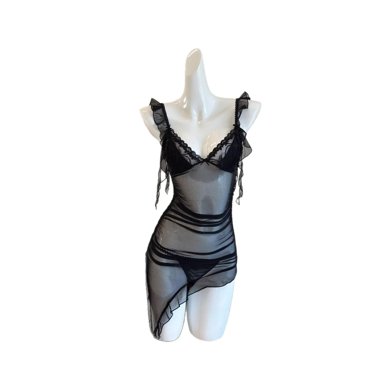 Sweet Suspender Sleep Dress Women's Nightgowns 2026 New Design Sense Irregular Folds Thin See Through Mesh Short Nightdress
Sweet Suspender Sleep Dress Women's Nightgowns 2026 New Design Sense Irregular Folds Thin See Through Mesh Short Nightdress