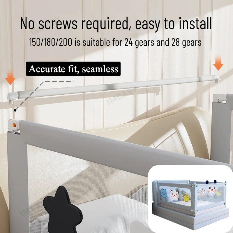 Bedhead Fixed Rod for 150/180/200cm Bed Rail, No Screw 28-Gear Reinforced Tube with Anti-Collision Cotton for Bed Guardrail
Bedhead Fixed Rod for 150/180/200cm Bed Rail, No Screw 28-Gear Reinforced Tube with Anti-Collision Cotton for Bed Guardrail