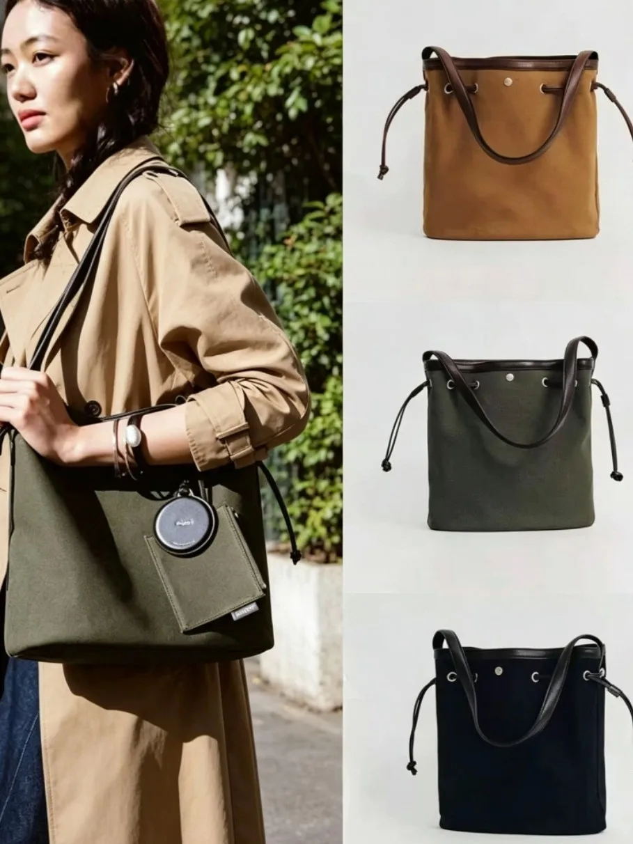 FIRMRANCH Korean Niche Trendy Brand Vintage Canvas Bucket Purse Drawstring Design Large Capacity Women's Shoulder Bag Tote
FIRMRANCH Korean Niche Trendy Brand Vintage Canvas Bucket Purse Drawstring Design Large Capacity Women's Shoulder Bag Tote