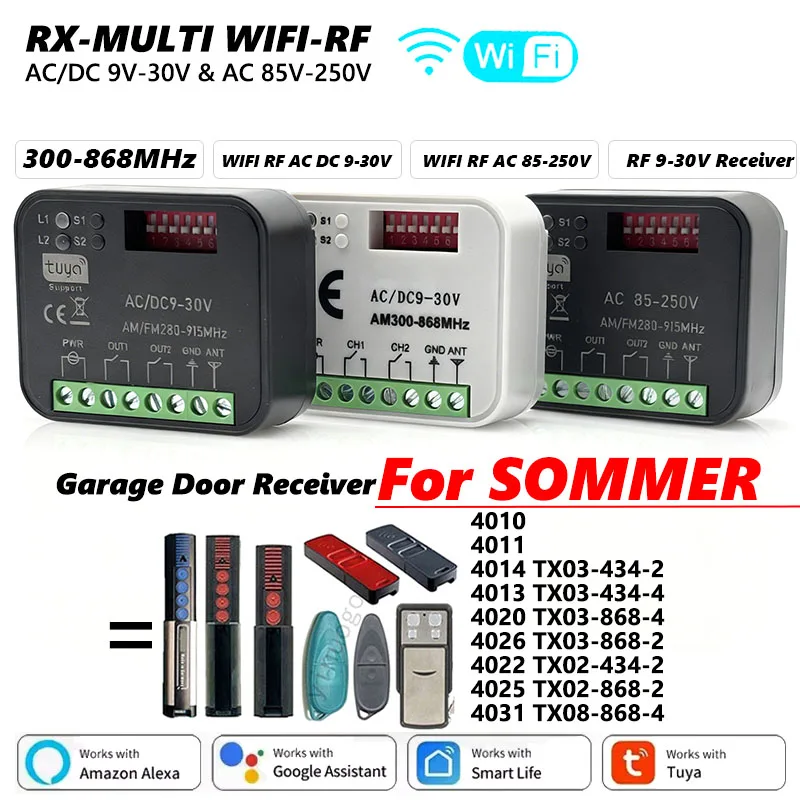 RX MULTI Tuya 300-868MHz WIFI Receiver For SOMMER 4020 TX03-868-4 4013 TX03-434-4 4031 TX08-868-4 4026 4011 4014 4022 Remote
RX MULTI Tuya 300-868MHz WIFI Receiver For SOMMER 4020 TX03-868-4 4013 TX03-434-4 4031 TX08-868-4 4026 4011 4014 4022 Remote