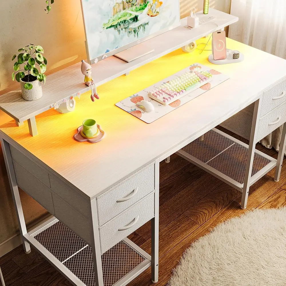 47 H Computer Desk With 4 Drawers, Gaming Desk With Led Lights & Power Outlets, Home Office Desk With Large Storage Space For
47 H Computer Desk With 4 Drawers, Gaming Desk With Led Lights & Power Outlets, Home Office Desk With Large Storage Space For