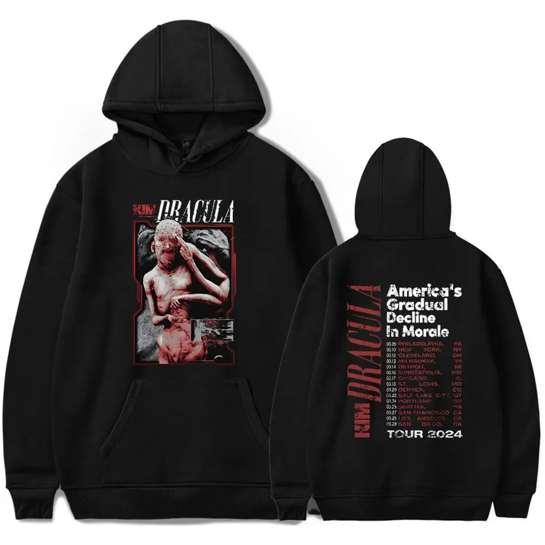 Kim Dracula America's Gradual Decline in Morale Tour Hoodie Women Men Long Sleeve Sweatshirt Fashion Pullover Clothes
Kim Dracula America's Gradual Decline in Morale Tour Hoodie Women Men Long Sleeve Sweatshirt Fashion Pullover Clothes