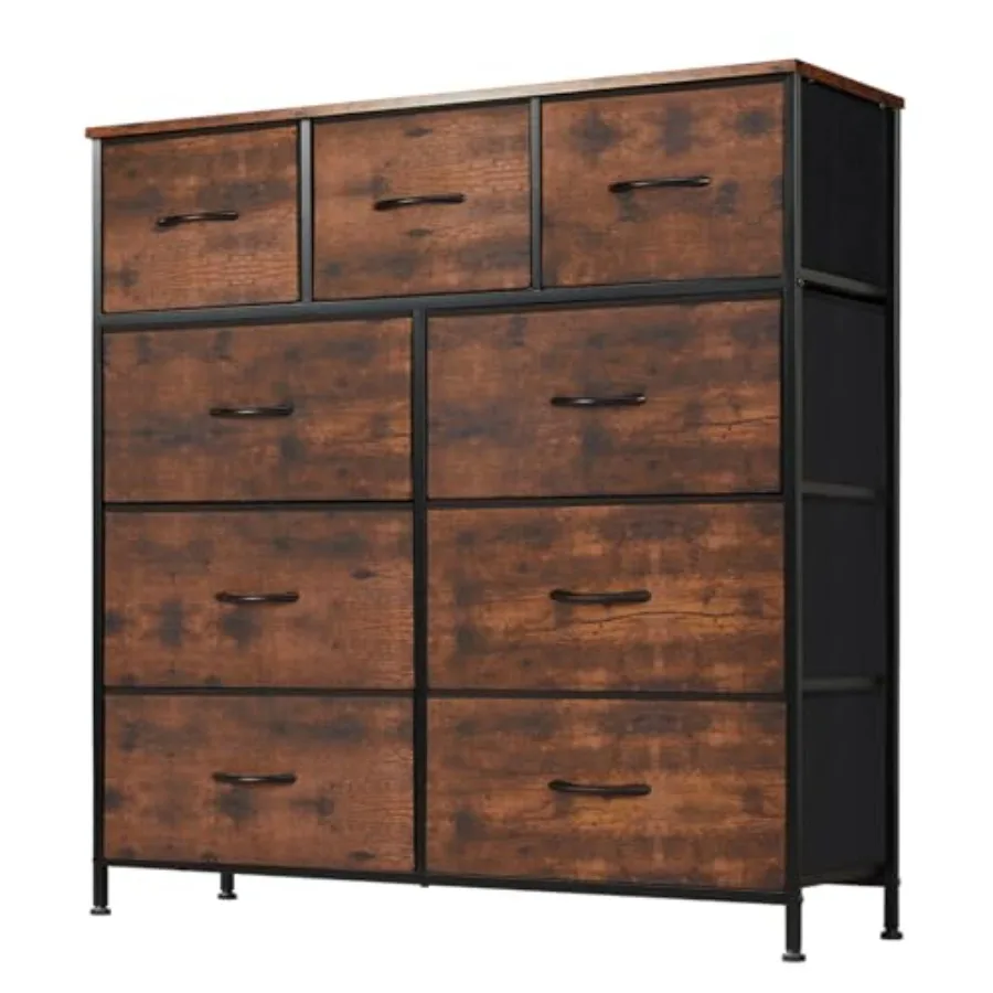 Dresser for Bedroom, Storage Organizer with 9 Drawers, Chest of Drawers with Fabric Bins, Sturdy Metal Frame, Wood Tabletop for
Dresser for Bedroom, Storage Organizer with 9 Drawers, Chest of Drawers with Fabric Bins, Sturdy Metal Frame, Wood Tabletop for
