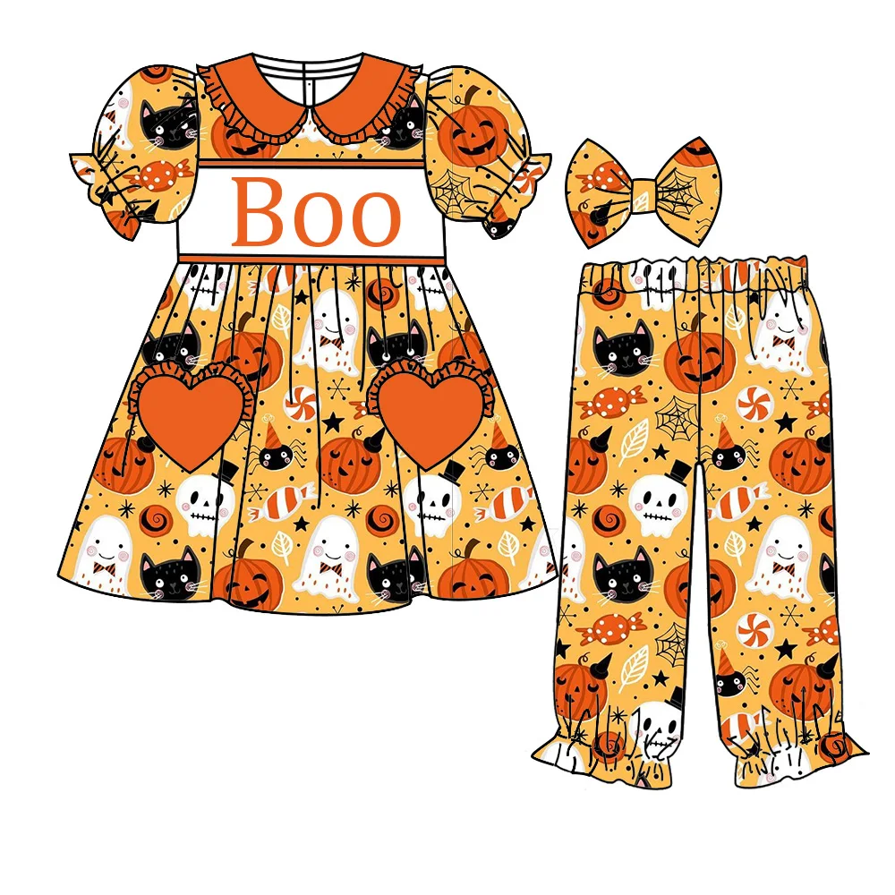 Boutique Toddler Girls Halloween "Boo" Print Outfit Puff Sleeve Dress Pants Bow Kids Pajamas Spooky Set
Boutique Toddler Girls Halloween "Boo" Print Outfit Puff Sleeve Dress Pants Bow Kids Pajamas Spooky Set