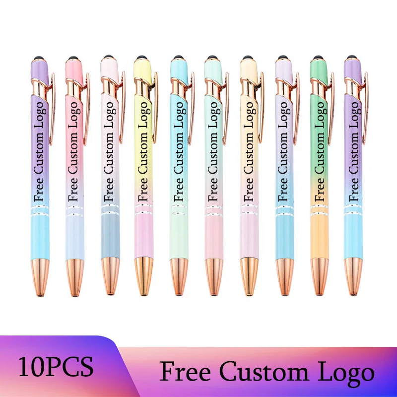 10 шт., офисное красивое ручка с логотипом розового золота и градиентом, можно выгравировать логотип, металлический сенсорный экран, алюминиевый стержень, рекламный подарок, шариковая ручка.
10 шт., офисное красивое ручка с логотипом розового золота и градиентом, можно выгравировать логотип, металлический сенсорный экран, алюминиевый стержень, рекламный подарок, шариковая ручка.