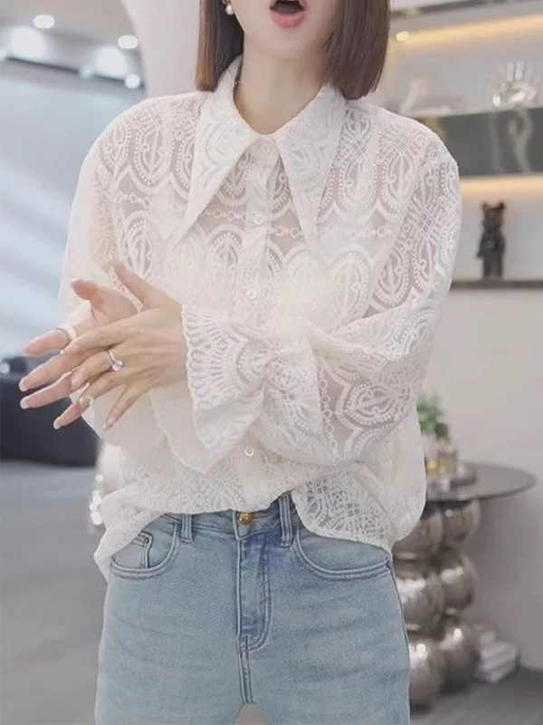 Осенне-зимняя кружевная блузка с длинным рукавом и воротником, удобная, приталенная, повседневная, базовая, для ношения под одеждой, женская, в деловом стиле
Осенне-зимняя кружевная блузка с длинным рукавом и воротником, удобная, приталенная, повседневная, базовая, для ношения под одеждой, женская, в деловом стиле