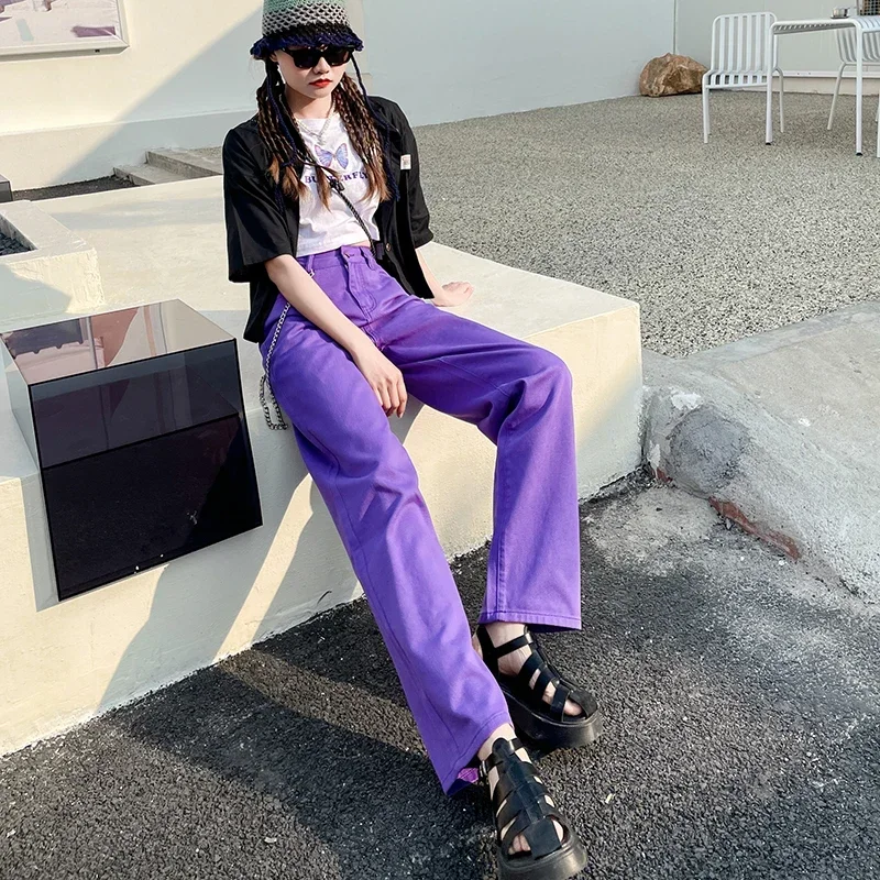Purple Jeans 2022 Spring Vintage Denim Trousers Fashion Elegant Solid Pants Casual High Waist Femme Straight Jeans For Women
Purple Jeans 2022 Spring Vintage Denim Trousers Fashion Elegant Solid Pants Casual High Waist Femme Straight Jeans For Women