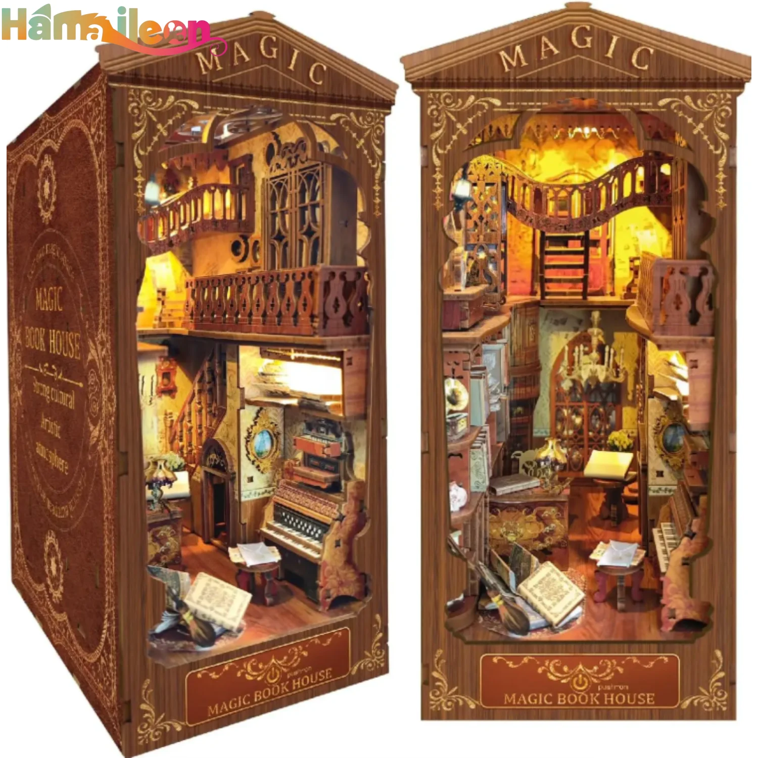 Hamaileon DIY Book Nook Kit, DIY кукольный домик, вставка для книжной полки, декор Alley, 3D деревянная головоломка с пылезащитной крышкой (волшебный книжный дом)
Hamaileon DIY Book Nook Kit, DIY кукольный домик, вставка для книжной полки, декор Alley, 3D деревянная головоломка с пылезащитной крышкой (волшебный книжный дом)