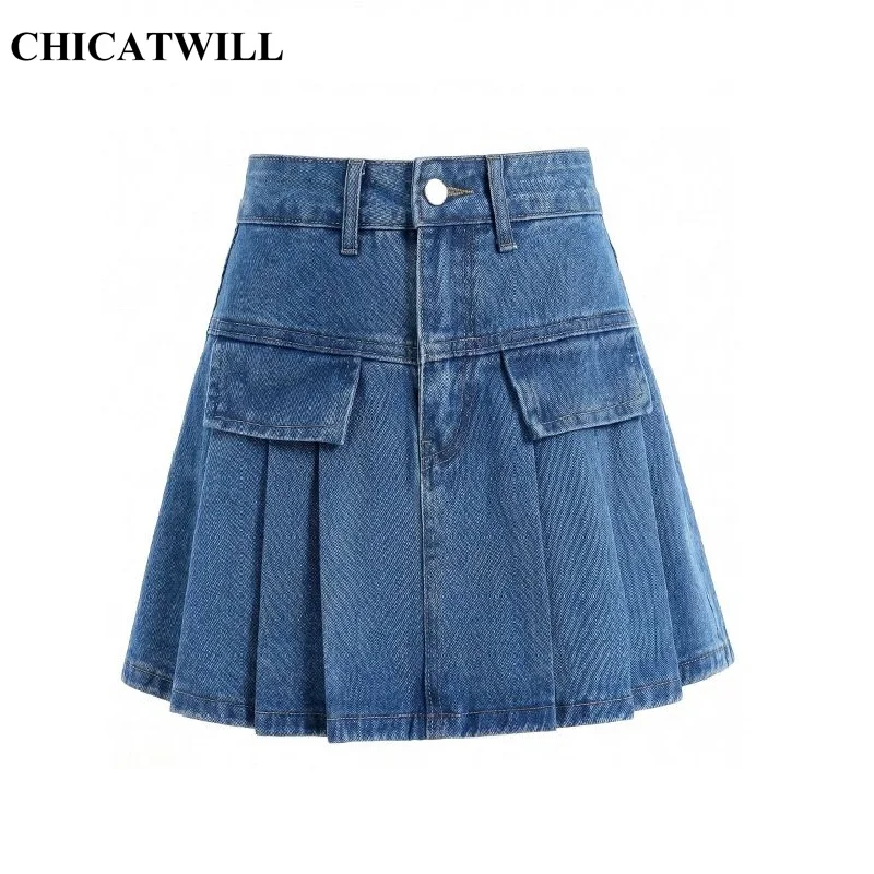 CHIC Vintage Blue Denim Pleated Skirts Women High Waist Mini Skirt Shorts Preppy Style Girls Cute A-Line Bottom Trendy Design
CHIC Vintage Blue Denim Pleated Skirts Women High Waist Mini Skirt Shorts Preppy Style Girls Cute A-Line Bottom Trendy Design