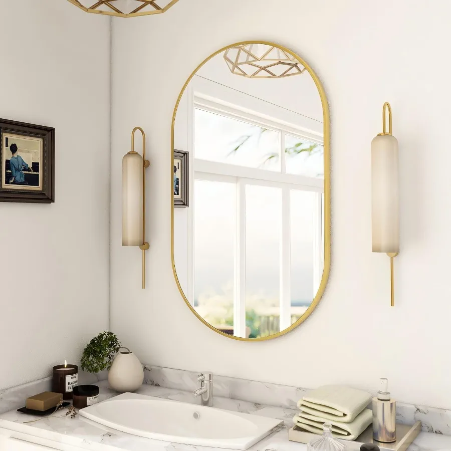 17"x30" Oval Mirror Bathroom Vanity Mirror Wall-Mounted Mirror Gold
17"x30" Oval Mirror Bathroom Vanity Mirror Wall-Mounted Mirror Gold