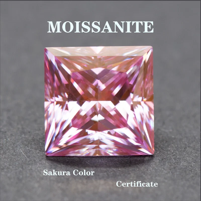Wholesale Moissanite PrincessShape Sakura Pink Color Charms Advanced Jewelry Rings Earrings Making Wholesale Price with Certific
Wholesale Moissanite PrincessShape Sakura Pink Color Charms Advanced Jewelry Rings Earrings Making Wholesale Price with Certific