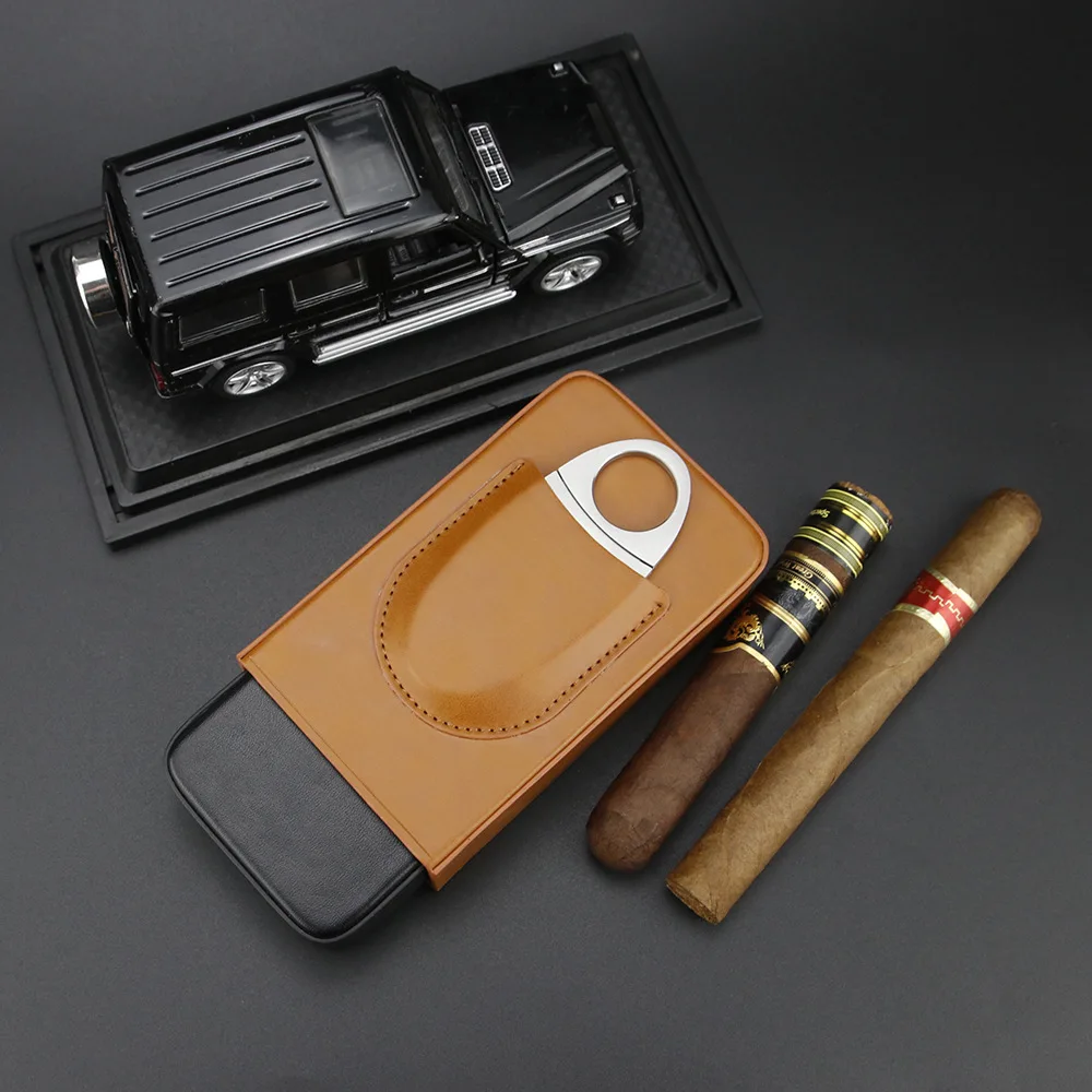 Leather Cigar Case Holds 3 Cigars with Cutter Portable Outdoor Born for Cigars Holiday Gift
Leather Cigar Case Holds 3 Cigars with Cutter Portable Outdoor Born for Cigars Holiday Gift