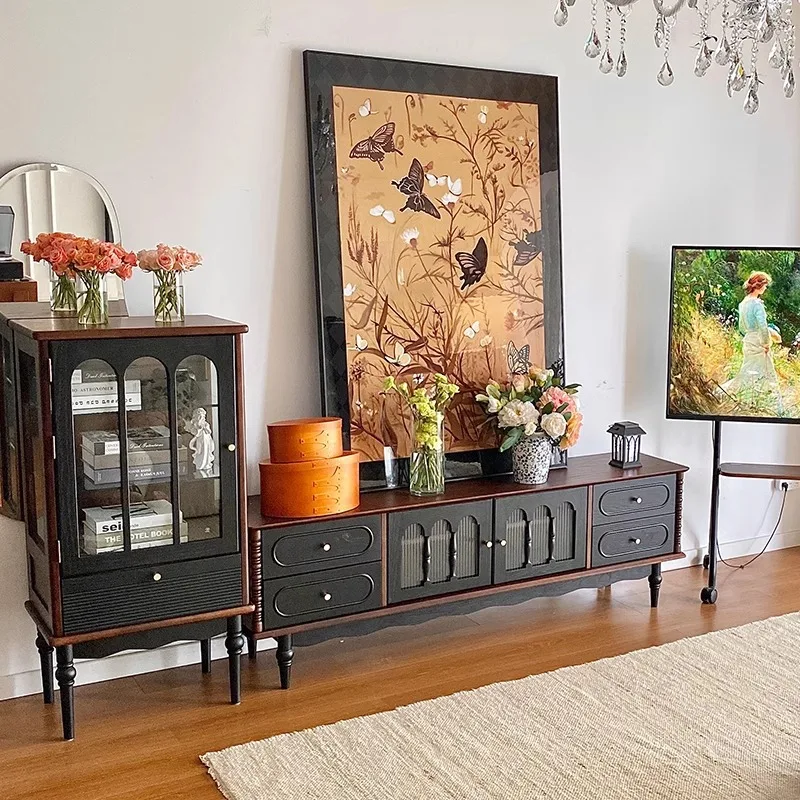 French retro solid wood TV cabinet American living room audio-visual TV cabinet
French retro solid wood TV cabinet American living room audio-visual TV cabinet
