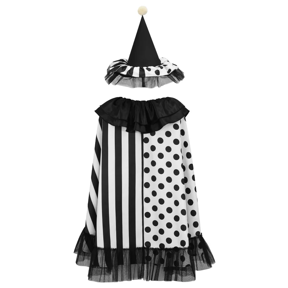 Adult Clown Cosplay Costume Movie Terrifier Roleplay Hat Cloak Clothing Outfits Women Men Halloween Carnival Disguise Party Suit
Adult Clown Cosplay Costume Movie Terrifier Roleplay Hat Cloak Clothing Outfits Women Men Halloween Carnival Disguise Party Suit