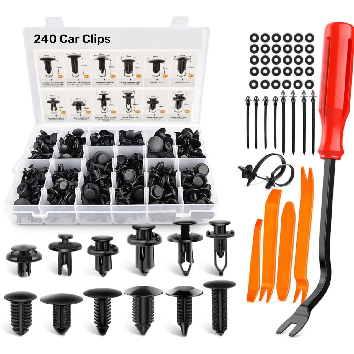 240Car Bumper Clips Push Pin Retainer Clip Kit Automotive Body Door Trim Panel Clips Nylon Plastic Rivet Fender Clips Fasteners
240Car Bumper Clips Push Pin Retainer Clip Kit Automotive Body Door Trim Panel Clips Nylon Plastic Rivet Fender Clips Fasteners