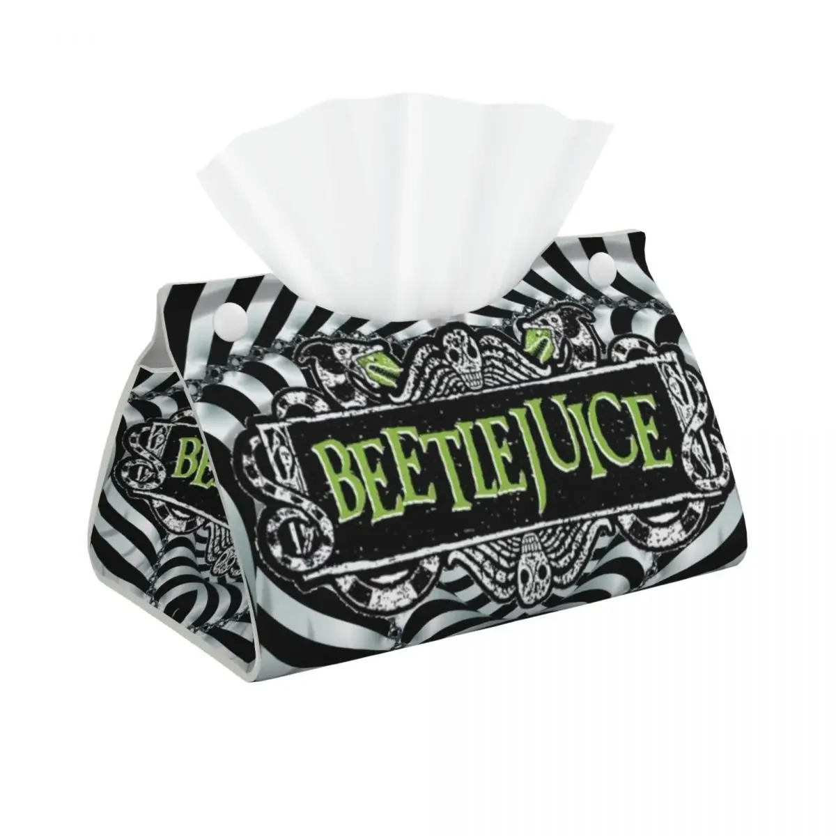 Custom Horror Movie Beetlejuices Tissue Box Holder Rectangular Tim Burton Style PU Leather Facial Tissue Box Cover for Bathroom
Custom Horror Movie Beetlejuices Tissue Box Holder Rectangular Tim Burton Style PU Leather Facial Tissue Box Cover for Bathroom