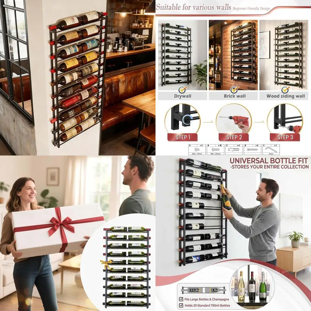 Настенная винная полка на 20 бутылок: идеально подходит для дома, бара, ресторана или вестибюля отеля.
Настенная винная полка на 20 бутылок: идеально подходит для дома, бара, ресторана или вестибюля отеля.