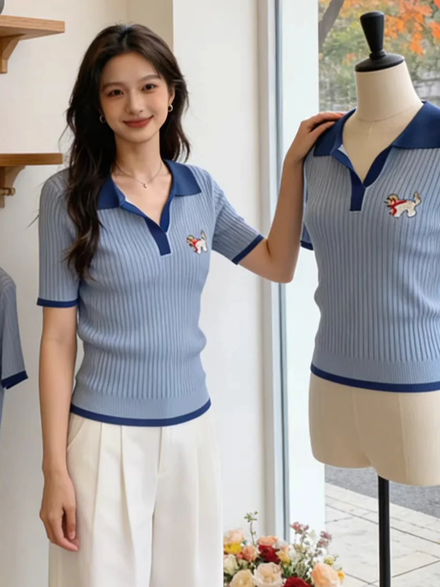 Summer 2026 Women's Slim Fit Ice Silk Knitted Shirt Casual Style Base Layer Top Fashionable Korean Style Abstract Pattern
Summer 2026 Women's Slim Fit Ice Silk Knitted Shirt Casual Style Base Layer Top Fashionable Korean Style Abstract Pattern