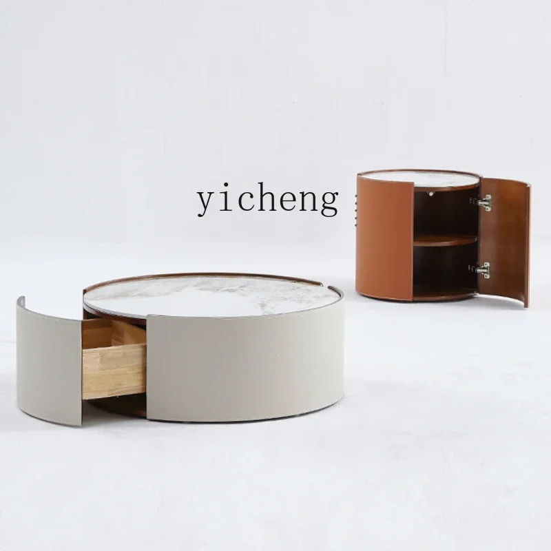 Zc round Tea Table Living Room Small Apartment with Drawer Storage Light Stone Plate Tea Table 
Zc round Tea Table Living Room Small Apartment with Drawer Storage Light Stone Plate Tea Table