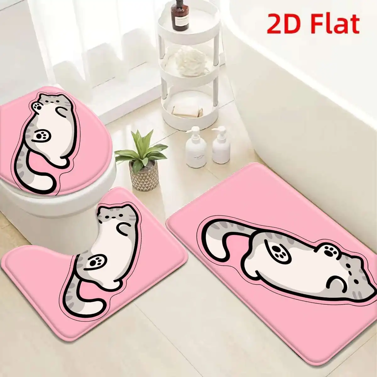 3Pcs Pink Chubby Cat Bath Mat Non Slip Absorbent Toilet Rug with Lid Cover for Bathroom Washable Flannel Soft Base
3Pcs Pink Chubby Cat Bath Mat Non Slip Absorbent Toilet Rug with Lid Cover for Bathroom Washable Flannel Soft Base