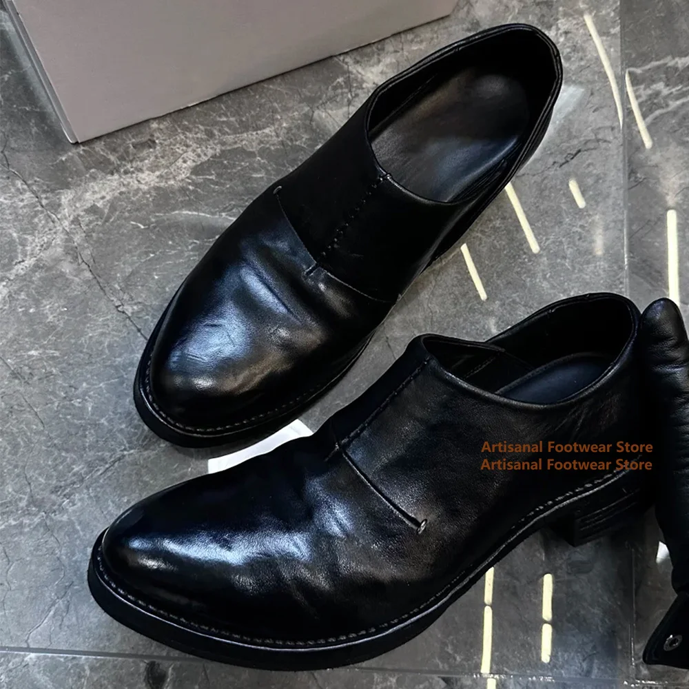 Thick Soled Slip On Loafers Soft Leather Pointed Toe Black Leather Shoes for Men Trendy Handmade Luxury New In Men's Shoes
Thick Soled Slip On Loafers Soft Leather Pointed Toe Black Leather Shoes for Men Trendy Handmade Luxury New In Men's Shoes